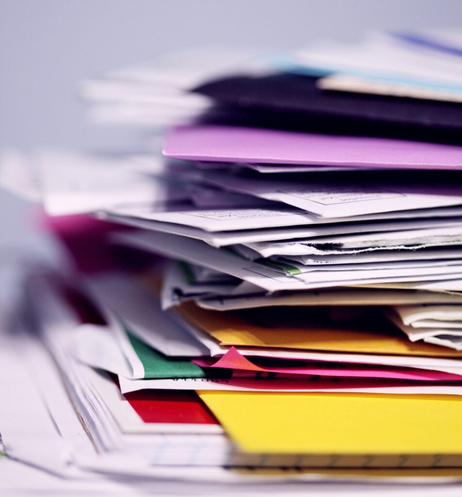 Stack of files on a table.