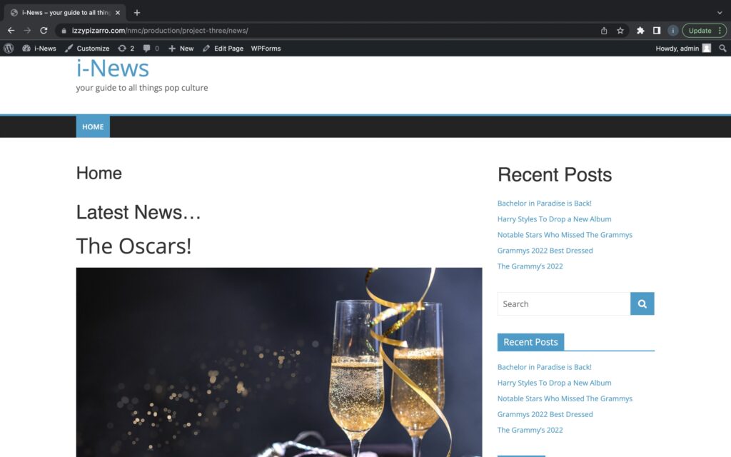 Screenshot of News Site